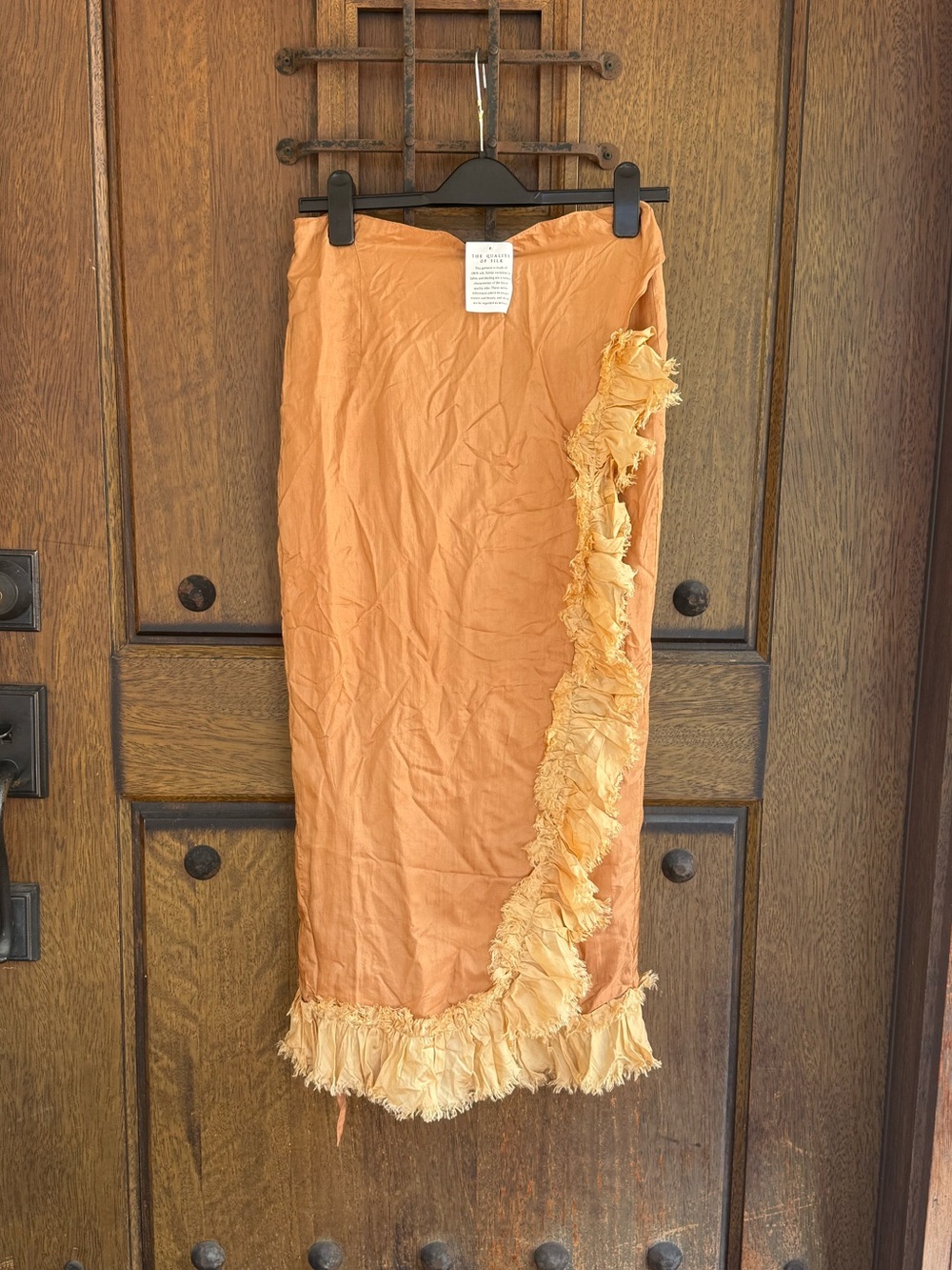 100% Silk Women’s Midi Wrap  Yellowish  Brown Skirt Size L